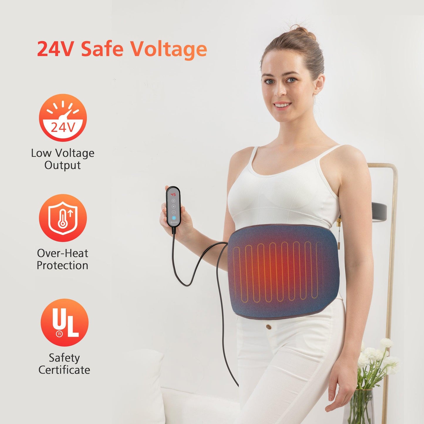 Comfier Heating Pad for Back Pain Relief, Waist Heated Wrap Belt, Fast Heating CF-6211