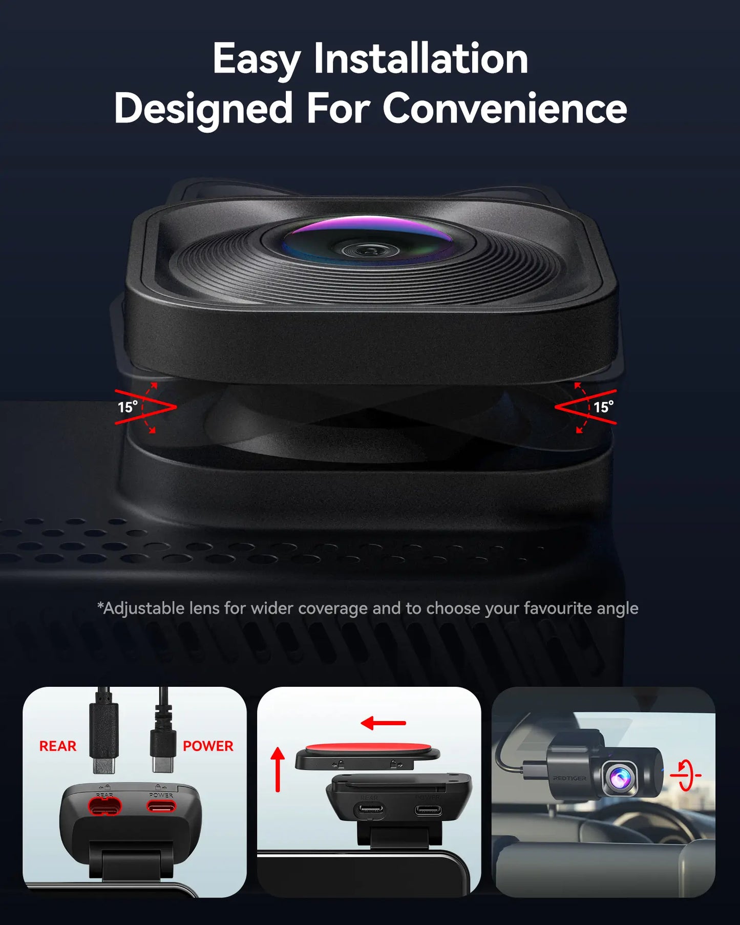Redtiger View Clear 70 4K+2.5k Superior Night View 5.8Ghz WiFi 6 Dash Cam
