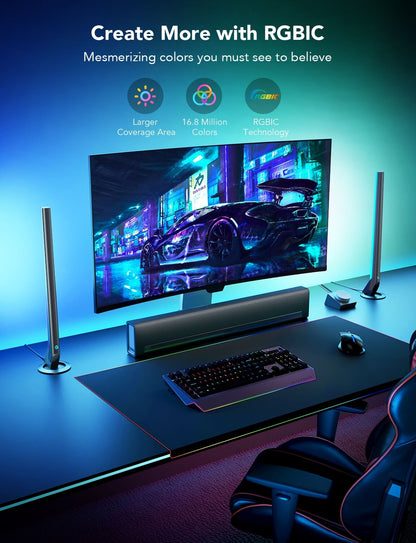 Refurbished Govee RGBIC Wi-Fi Gaming Light Bars with Smart Controller