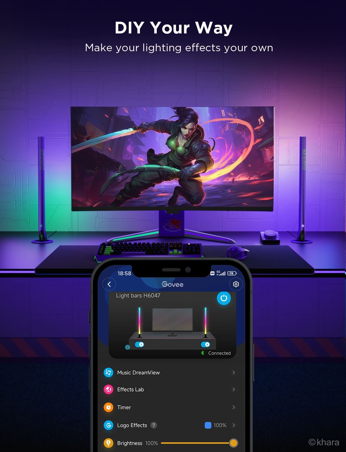 Govee RGBIC Wi-Fi Gaming Light Bars with Smart Controller