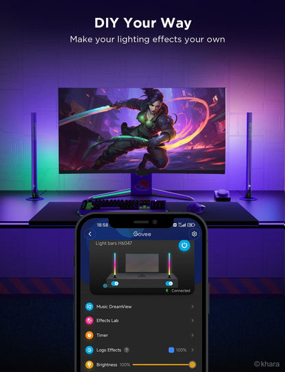 Govee RGBIC Wi-Fi Gaming Light Bars with Smart Controller