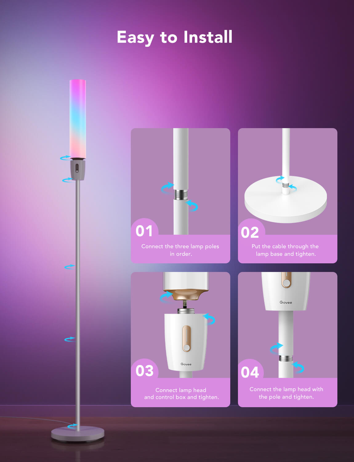 Refurbished Govee RGBICWW Cylinder Floor Lamp