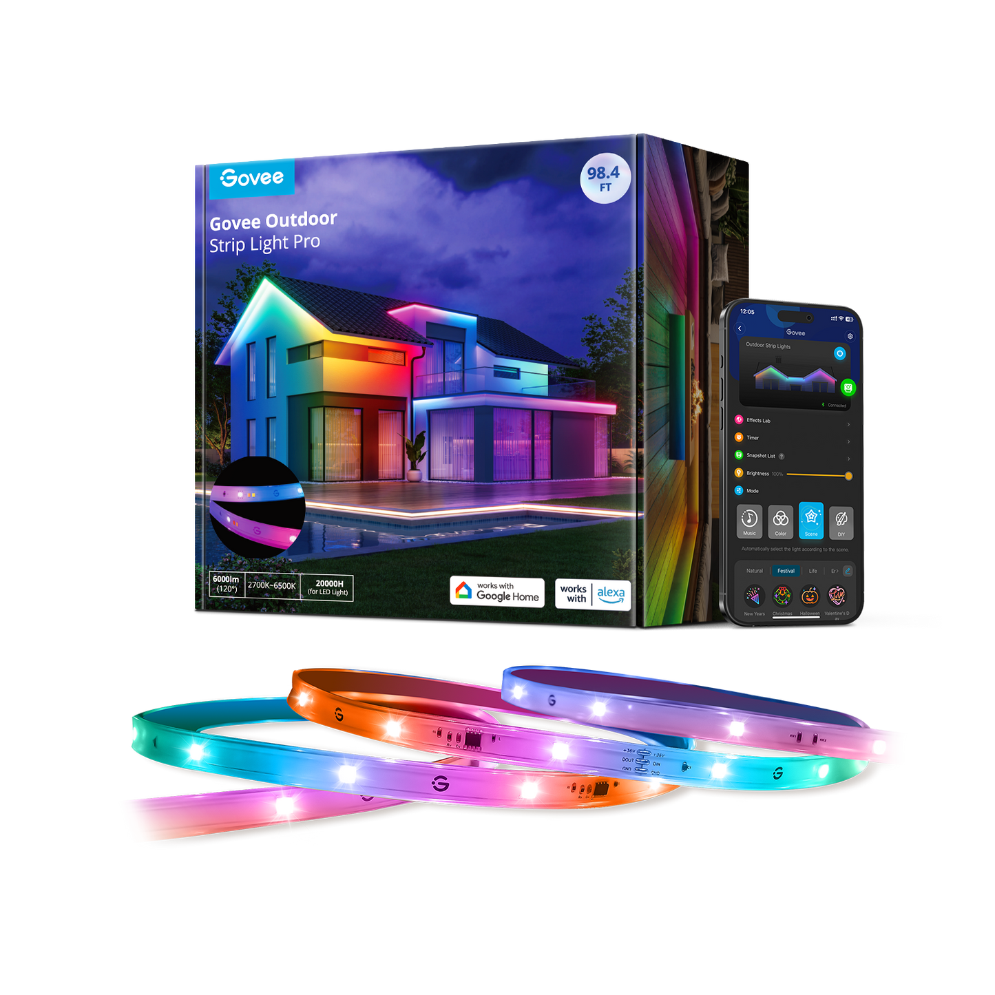 Govee Wi-Fi RGBIC Outdoor Strip Lights