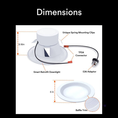Lumary Wi-Fi Smart Recessed Can Light RGB LED Retrofit Downlight 4 inch