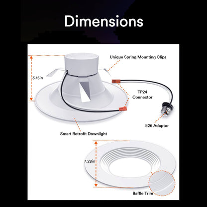 Lumary Smart Wi-Fi Recessed Can Lights Retrofit Downlights 6 inch
