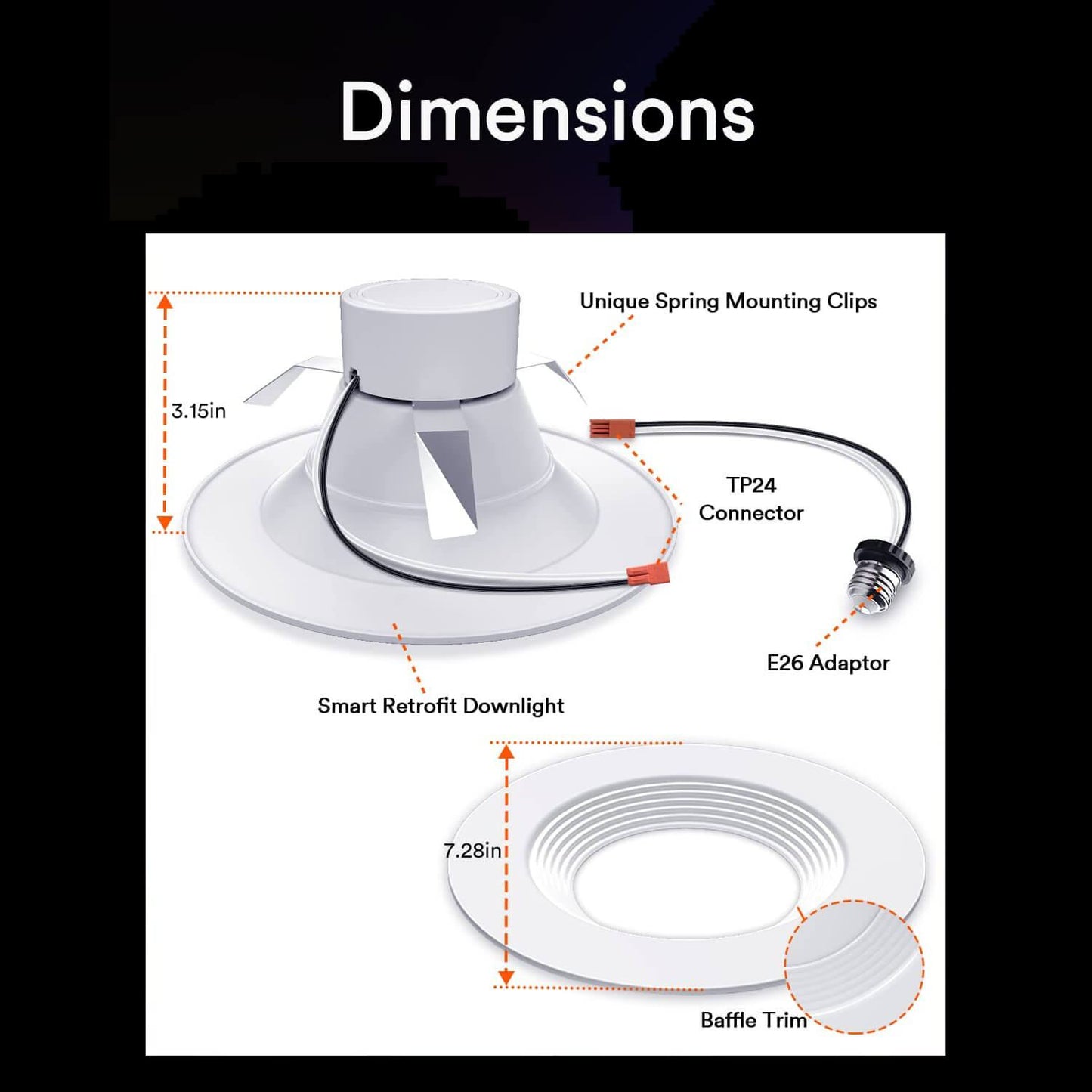 Lumary Smart Wi-Fi Recessed Can Light RGB LED Retrofit Downlight 6 inch 2 PCS
