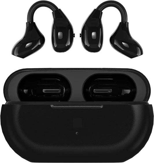 Open Ear Earbuds Wireless Ear Clip Bone Conduction Headphones Headset Bone Conduction Earbuds Head Set Clip On Wireless Bluetooth Bone Conducting Open Ear Headphones Induction Earphones