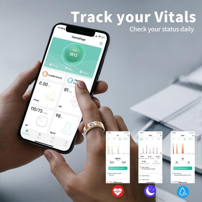 BKC × ZekNeo Enamel Craft Smart Ring,Fitness Tracker with Heart Rate, SpO2, Blood Pressure & Sleep Monitoring, IP68 Waterproof (No Subscription)