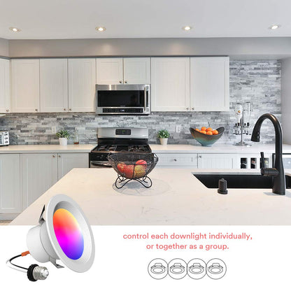 iLintek 4 inch Smart Recessed Downlight Bluetooth RGBWW Can Lights