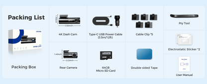 AZDOME M300S 2CH Dash Cam 4K with 5.8G WiFi GPS Voice Control WDR Night Vision 24H Parking Mode
