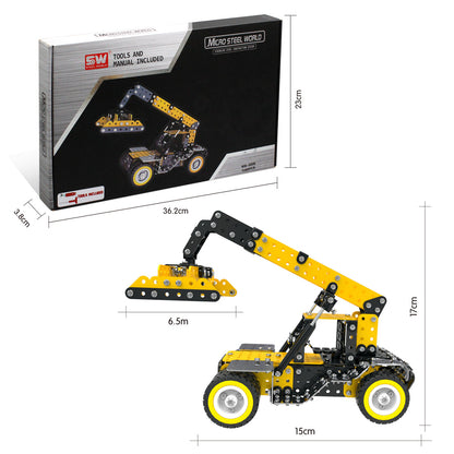 582Pcs Crane Shape DIY Stainless Steel Metal Assembly Building Block Kit Educational Steam Stem Toys