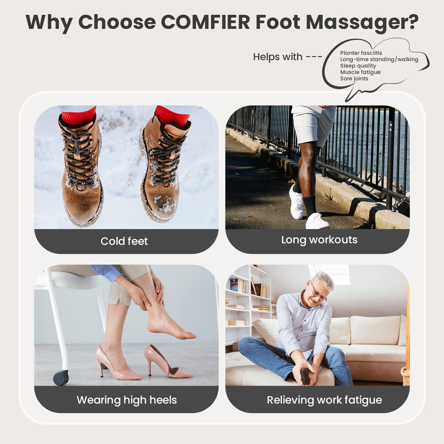 Comfier 2025 Upgraded Shiatsu Foot Massager Machine with Remote, Deep Kneading Feet Massager with Heat CF-5003RC