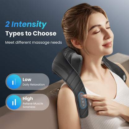 Shiatsu Neck and Shoulder Massager, 4D Deep Kneading Cordless Neck and Back Massager with Heat and Vibration CF-6811EU