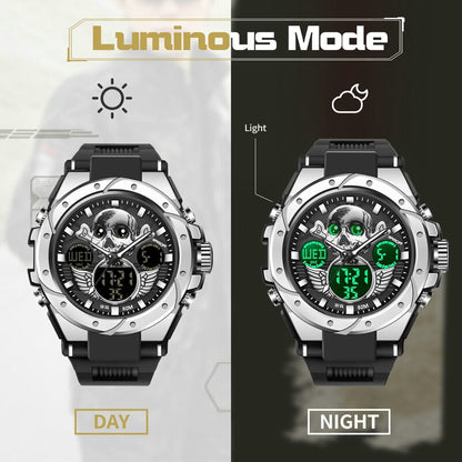 Findtime Skull Digital Watch for Men Unique Military Watches LED Backlight Waterproof Sport Outdoor