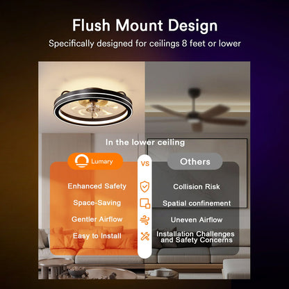Lumary Smart LED  Fan with Night Light Black
