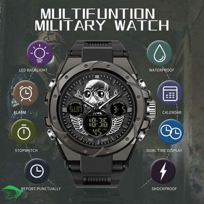 Findtime Skull Digital Watch for Men Unique Military Watches LED Backlight Waterproof Sport Outdoor