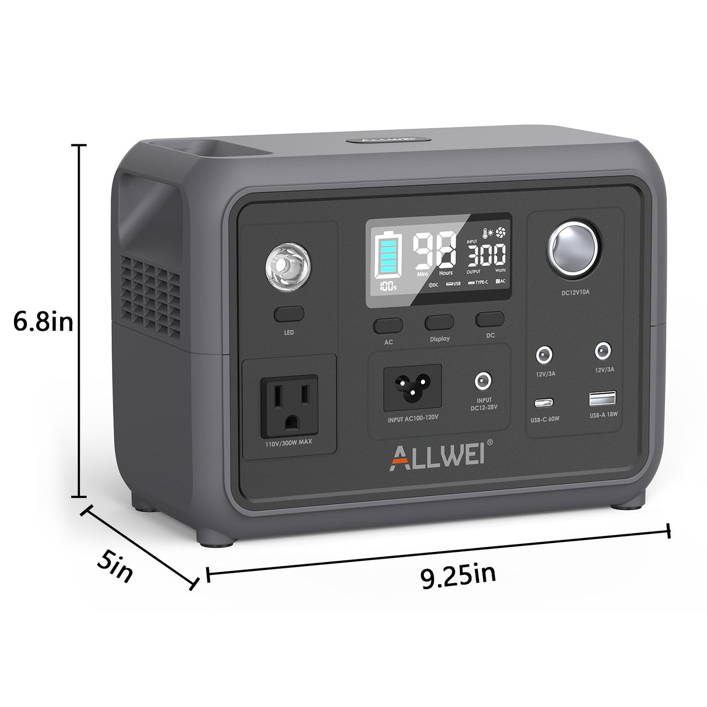 ALLWEI Portable Power Station - 300W | 256Wh (100W Solar Panel Optional)