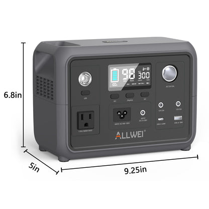 ALLWEI Portable Power Station - 300W | 256Wh (100W Solar Panel Optional)