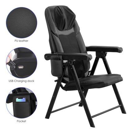 Comfier Portable Folding Massage Chair-Shiatsu Neck and Back Massager with Heat CF-9202
