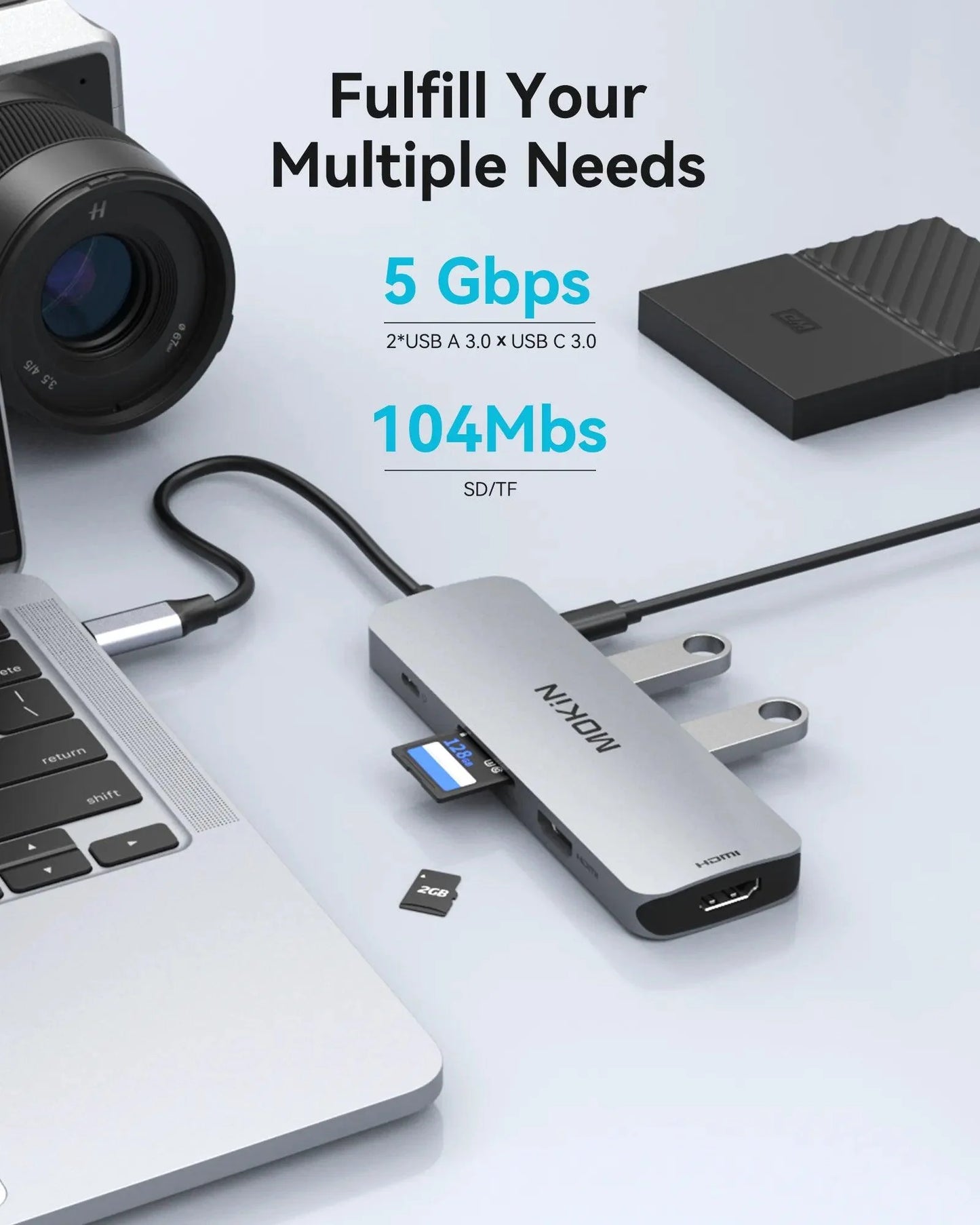 MOKiN 8 IN 1 Laptop Docking Station USB-C to Dual HDMI Adapter