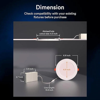 Lumary Wi-Fi Smart Canless Recessed Lighting 6 inch