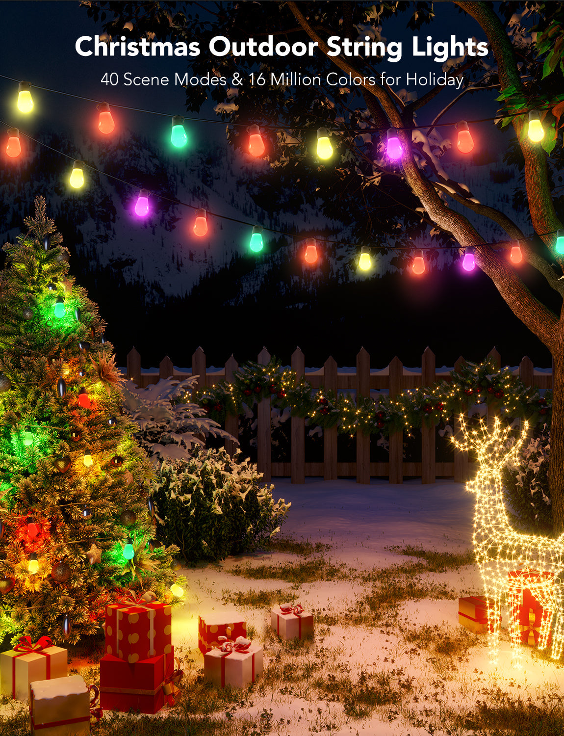 Refurbished Govee RGBIC Warm White Wi-Fi & Bluetooth Smart Outdoor String Lights