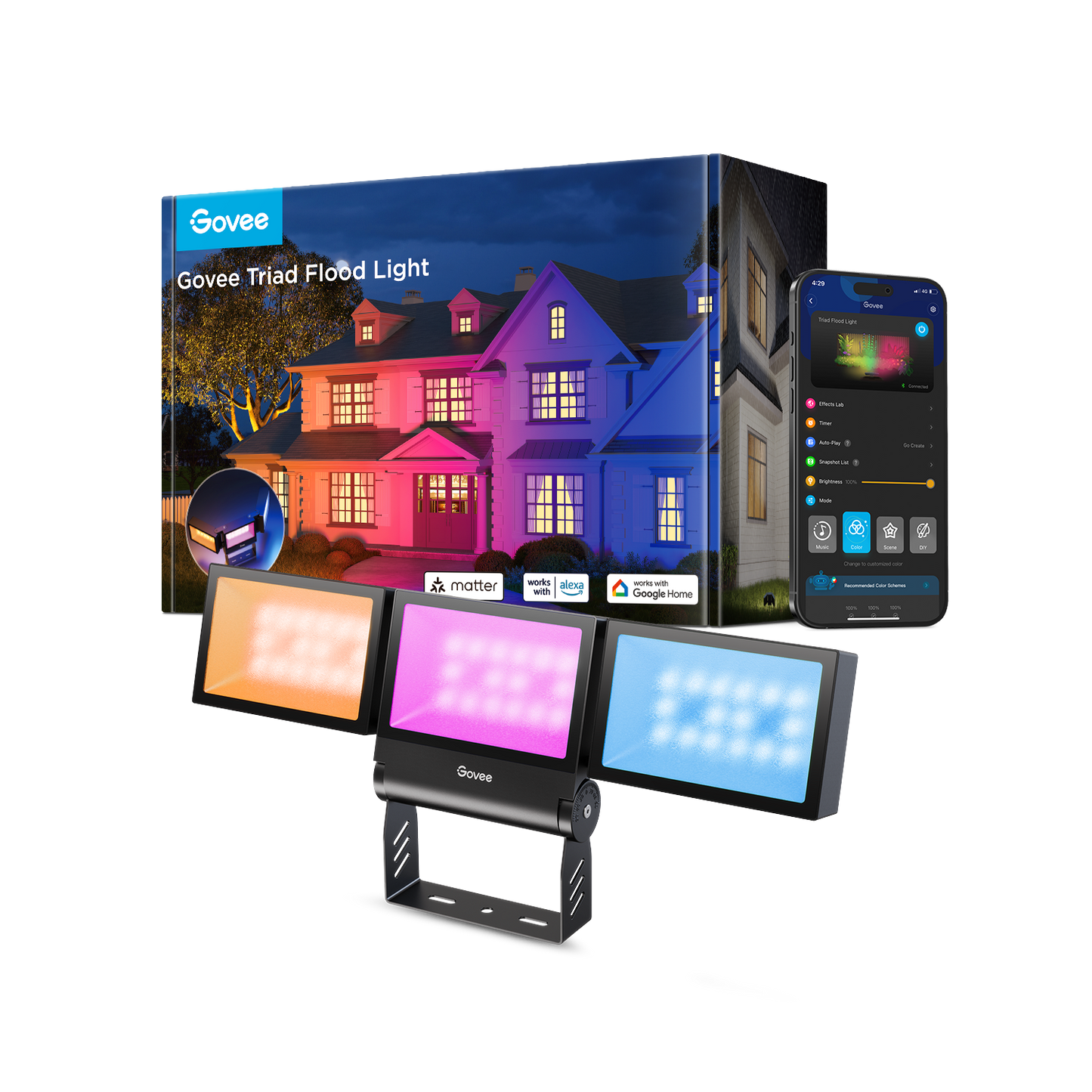 Refurbished Govee Outdoor Triad Flood Lights