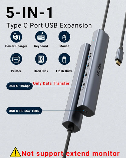 MOKiN 5-IN-1 10Gbps USB-C to USB-C Hub Multiport Adapters