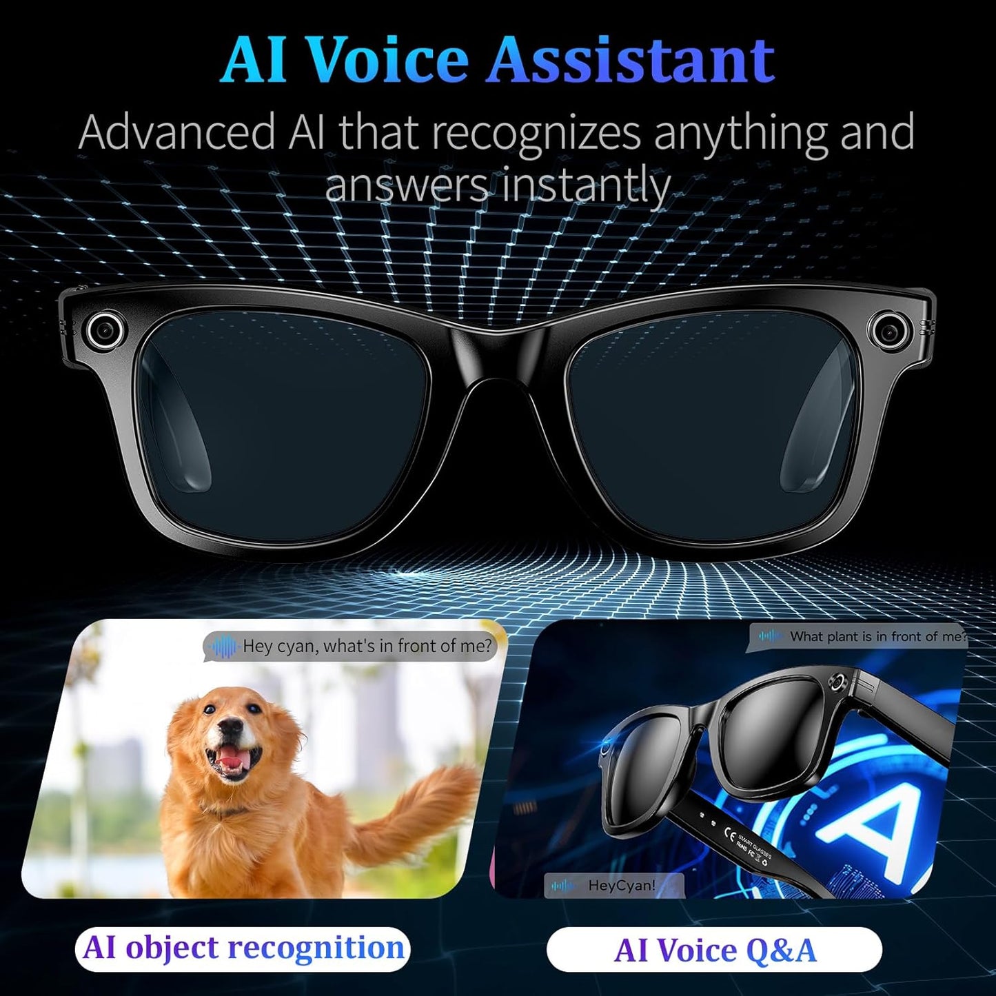 BKC × ZekNeo AI Smart Glasses with 8MP Camera, 1080P Video & HD Photo, Bluetooth Audio, AI Voice Assistant, Real-Time Translation, Object Recognition(No Subscription)