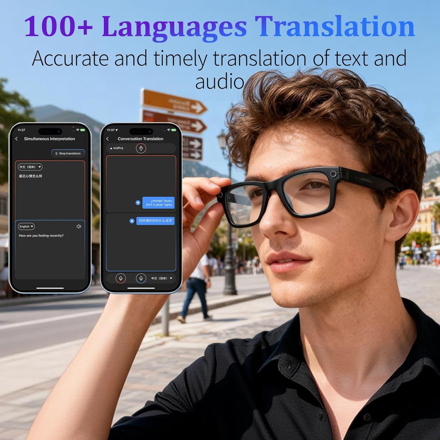 BKC × ZekNeo AI Smart Glasses with 8MP Camera, 1080P Video & HD Photo, Bluetooth Audio, AI Voice Assistant, Real-Time Translation, Object Recognition(No Subscription)