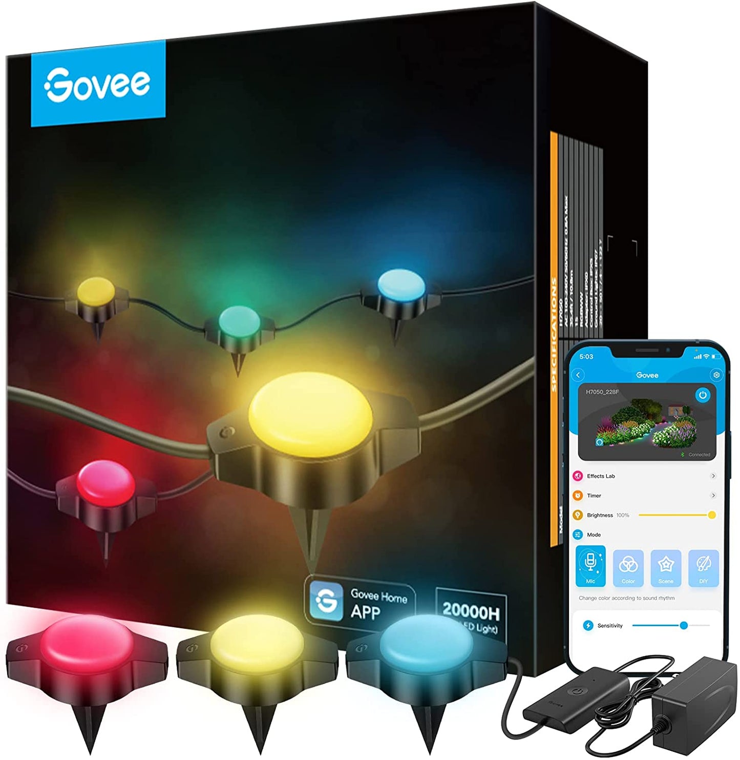 Refurbished RGBIC Wi-Fi + Bluetooth Outdoor Ground Lights