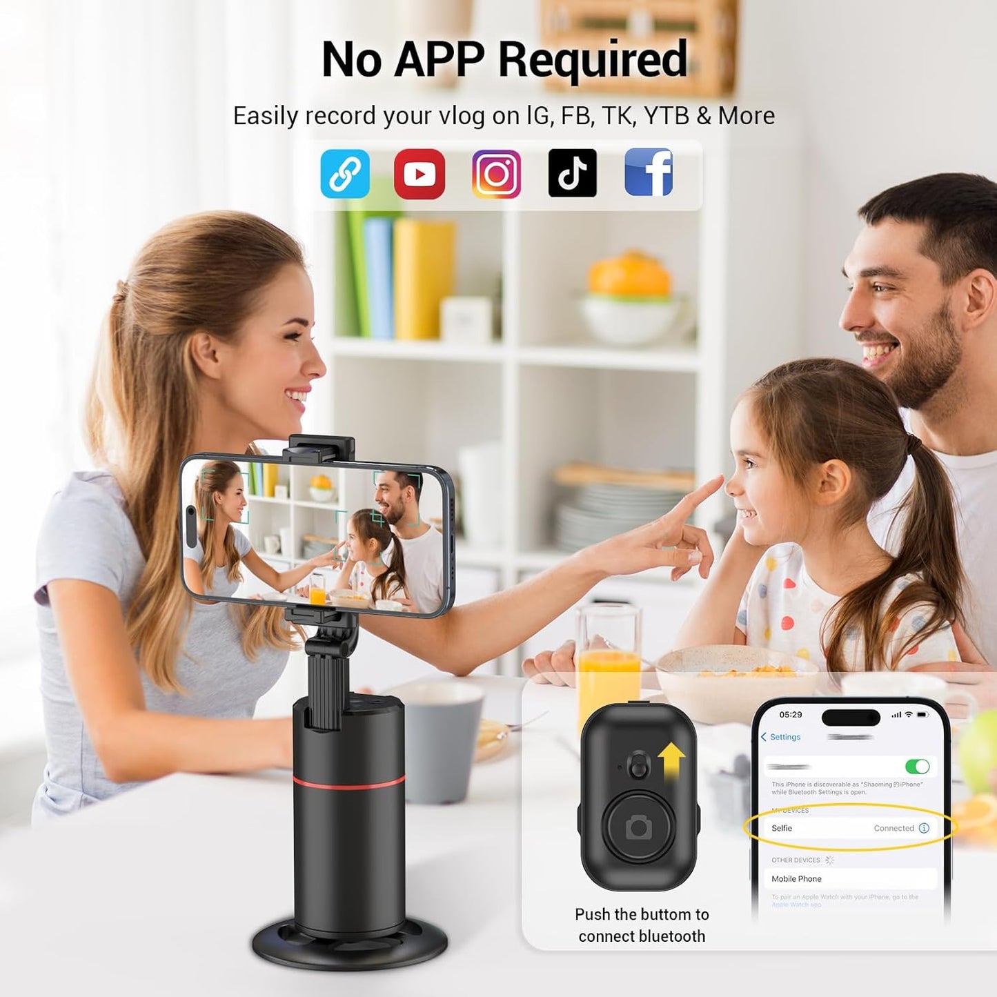 BKC 360° Rotating Auto Face Tracking Phone Holder