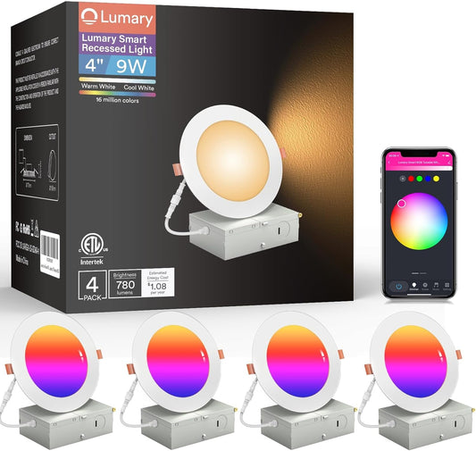 Lumary Wi-Fi Smart Canless Recessed Lighting 4 inch 4PCS