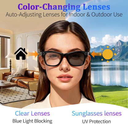 BKC × ZekNeo AI Smart Glasses with 8MP Camera, 1080P Video & HD Photo, Bluetooth Audio, AI Voice Assistant, Real-Time Translation, Object Recognition(No Subscription)
