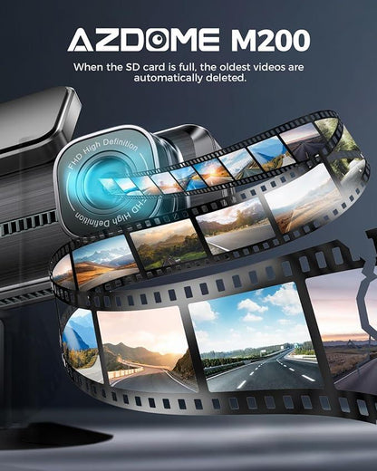 AZDOME M200 1CH Dash Cam 1080P 150° Wide Angle 24H Parking Mode