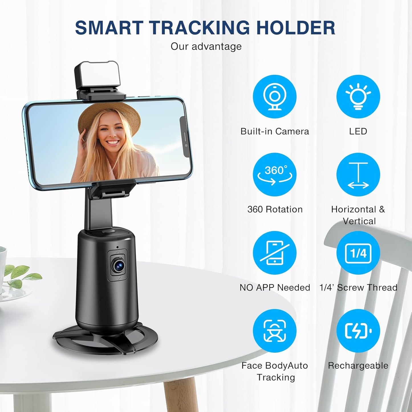 BKC 360° Rotating Auto Face Tracking Phone Stand