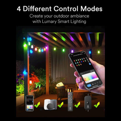 Lumary RGBAI Wi-Fi & Bluetooth Outdoor Bulb String Lights 100ft 30 LED Bulbs