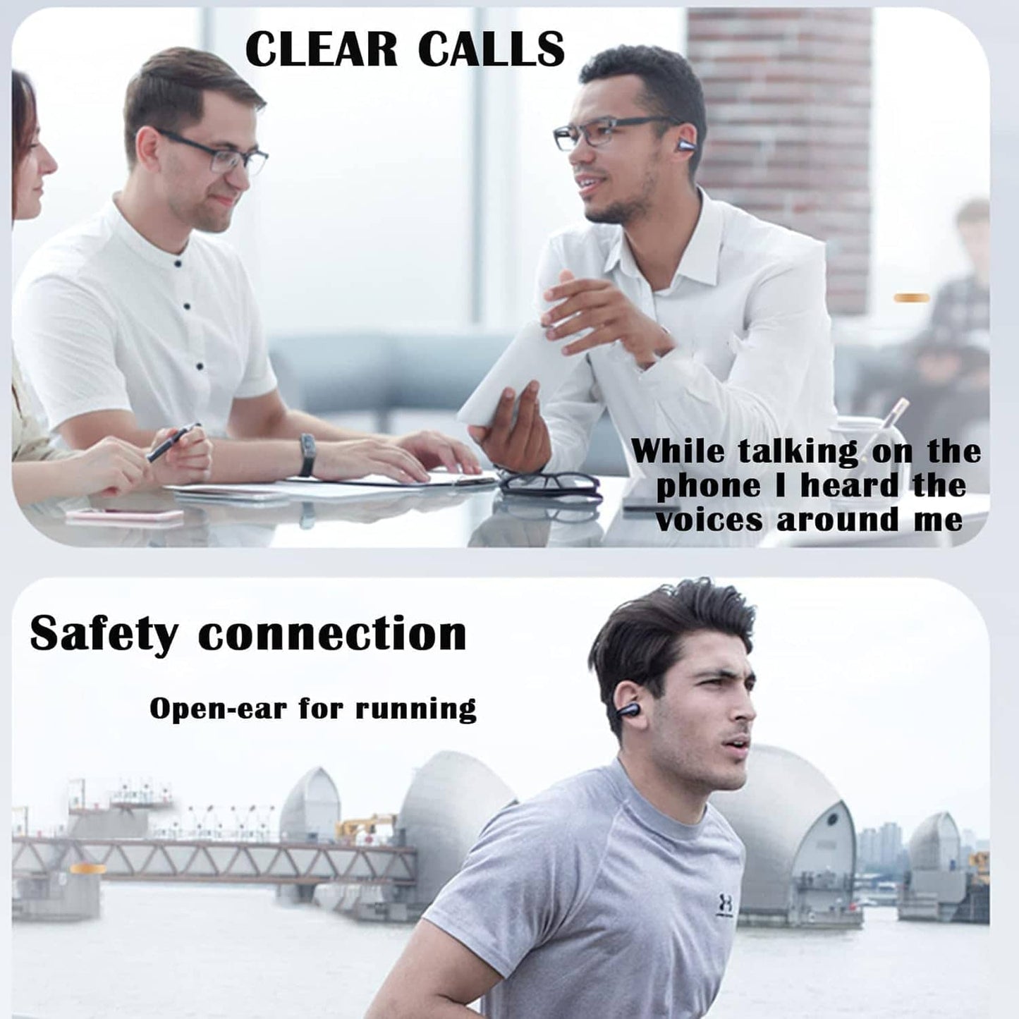 Wireless Bluetooth Ear Clip Air Bone Conduction Headphones Headset Earclip Earphones Induction Bone Conduction Earbuds Head Set Bone Conducting Clip On Headphones Open Ear Earbuds Clip On
