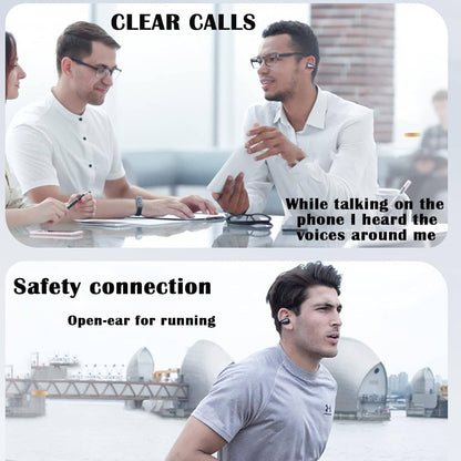 Wireless Bluetooth Ear Clip Air Bone Conduction Headphones Headset Earclip Earphones Induction Bone Conduction Earbuds Head Set Bone Conducting Clip On Headphones Open Ear Earbuds Clip On