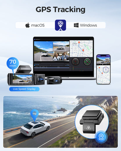 AZDOME M550 3CH Dash Cam 4K with 3.19" Screen IR Night Vision 24H Parking Mode