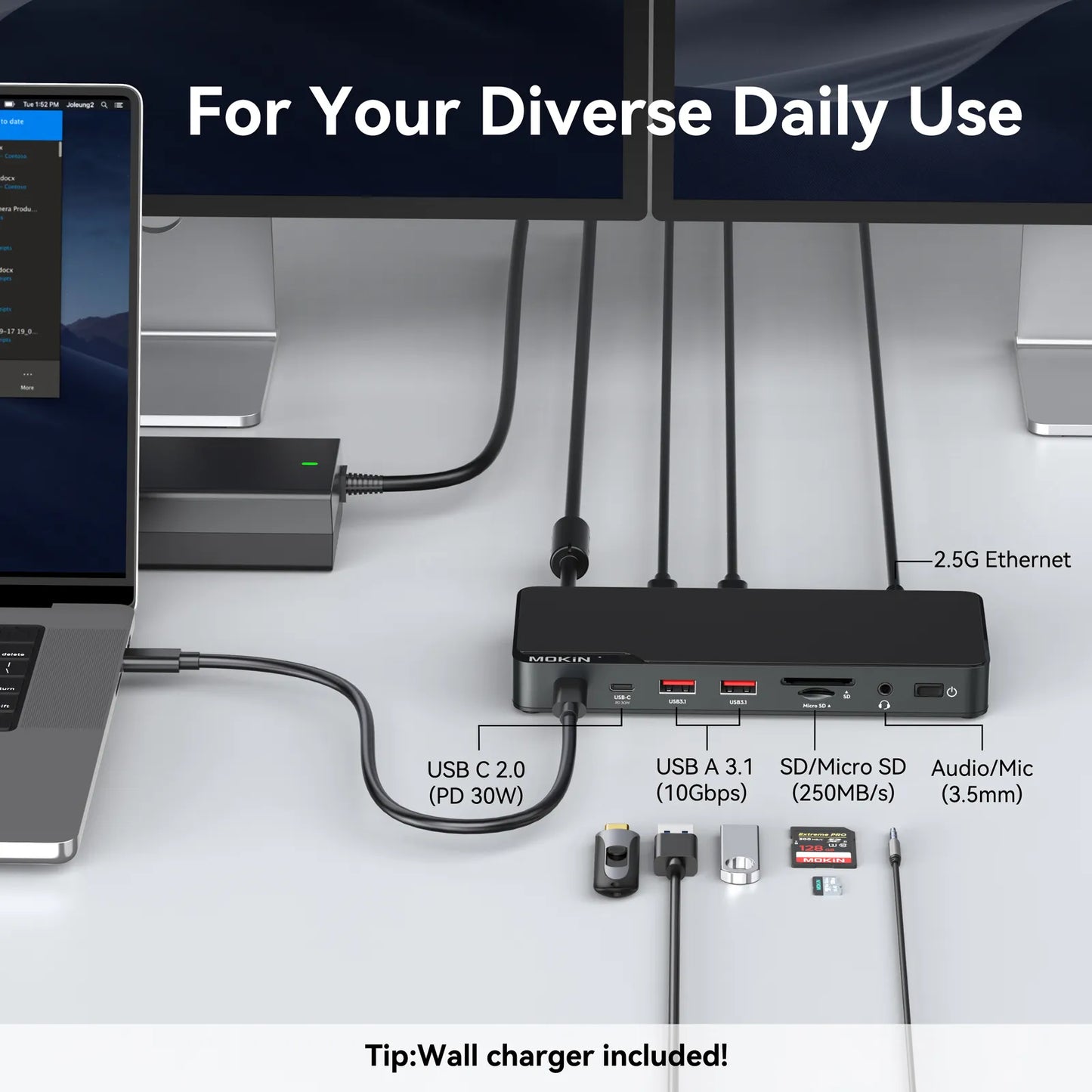 MOKiN 12-in-1 Thunderbolt 4 Laptop Dock Dual Monitors