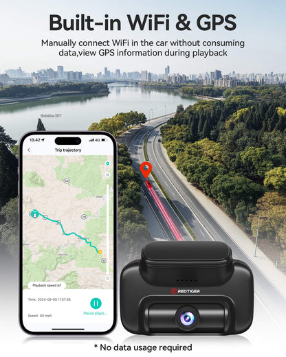 Redtiger VS10 4G Lte Could Storage 2.5K Wireless Parking Alarm Dash Cam