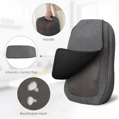 Comfier Cordless Back Massager with Heat, Rechargeable Shiatsu Massage Chair Pad CF-1902C-CA