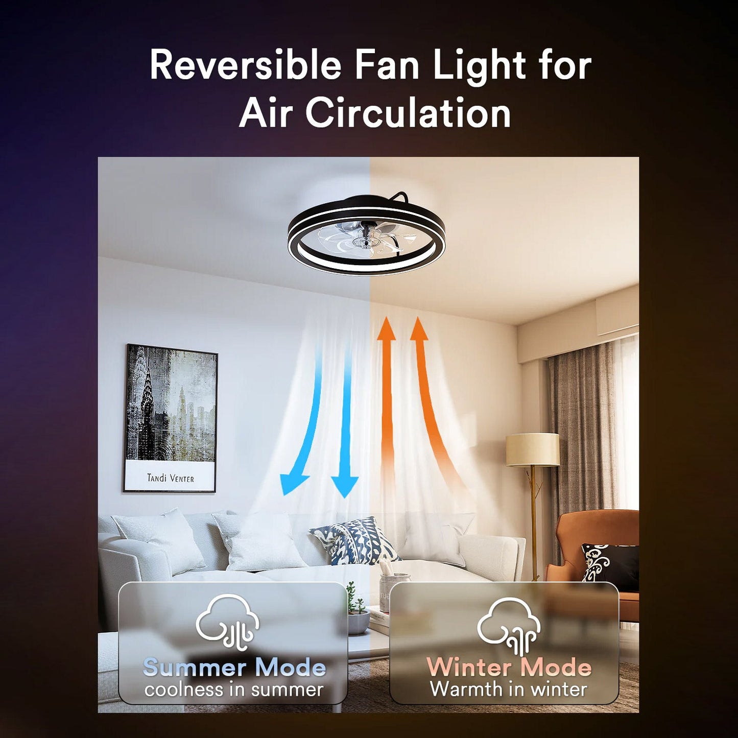Lumary Smart LED  Fan with Night Light Black