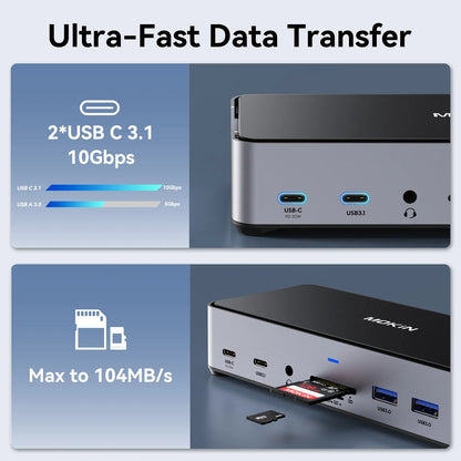 MOKiN 13 IN 1 Laptop USB-C Dock Triple Monitor