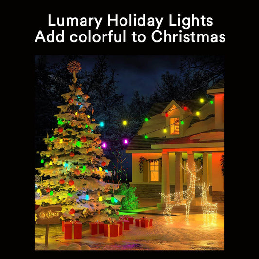 Lumary RGBAI Wi-Fi & Bluetooth Outdoor Bulb String Lights 56ft 15 LED Bulbs