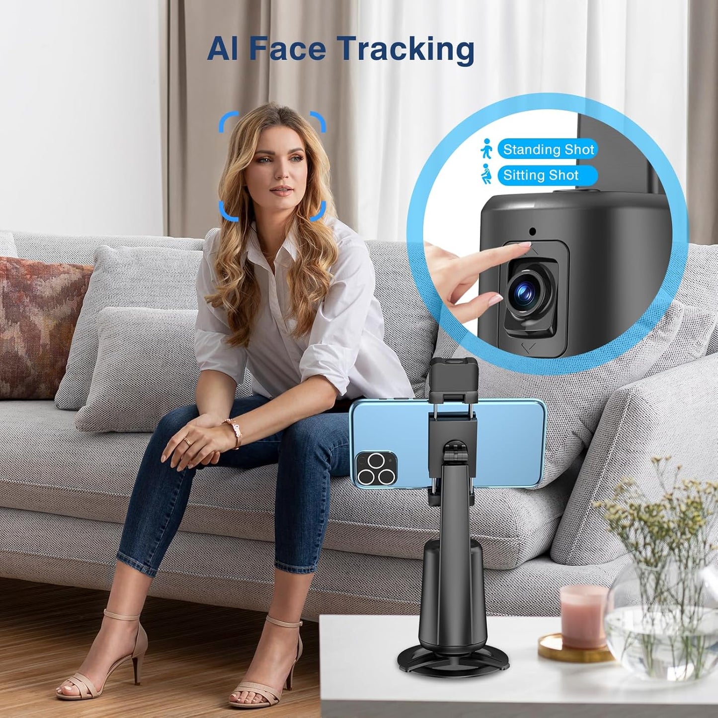 BKC 360° Rotating Auto Face Tracking Phone Stand