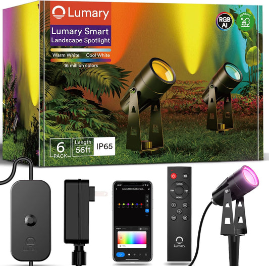 Lumary Smart LED Outdoor Landscape Lights RGBAI Spotlight (6 Pack)