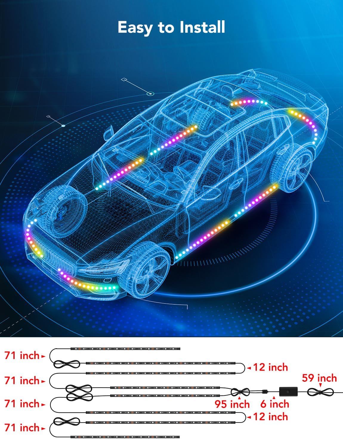 Refurbished Govee RGBIC Car Underglow Lights