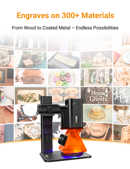 SL2 10W Diode Laser Engraver Machine, Only 1.76 lbs, 4000mm/s Lightning Speed, Ultra HD Handheld Portable Laser Engraving Machine for Wood, Leather, Acrylic, Glass, Coated Metal(with Roller)